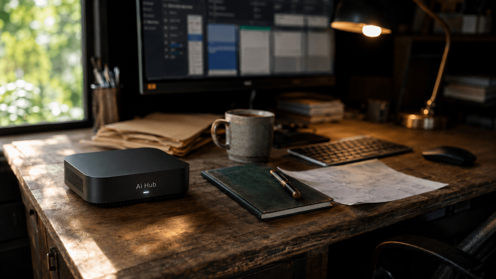 The Dino AI Hub appliance on a desk